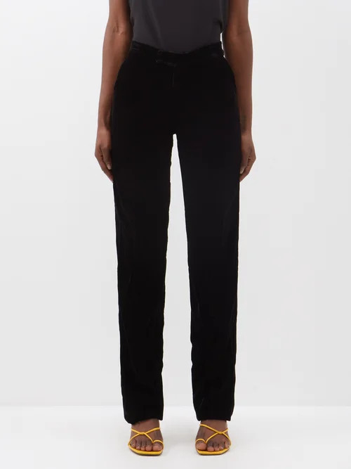 Staud - Tosca Velvet Straight-leg Trousers - Womens - Black | Matches (US)