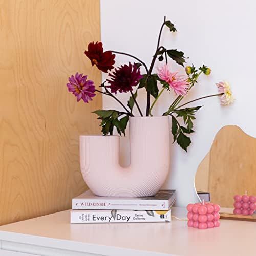 Nordic U-Shape Vase for Flowers-Pink Modern Ceramic Minimalist Nordic Boho Vase for Centrepiece, ... | Amazon (US)