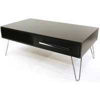 Modern Coffee Table in Black With 1 Drawer & Chrome Pull Hairpin Legs | Etsy (US)