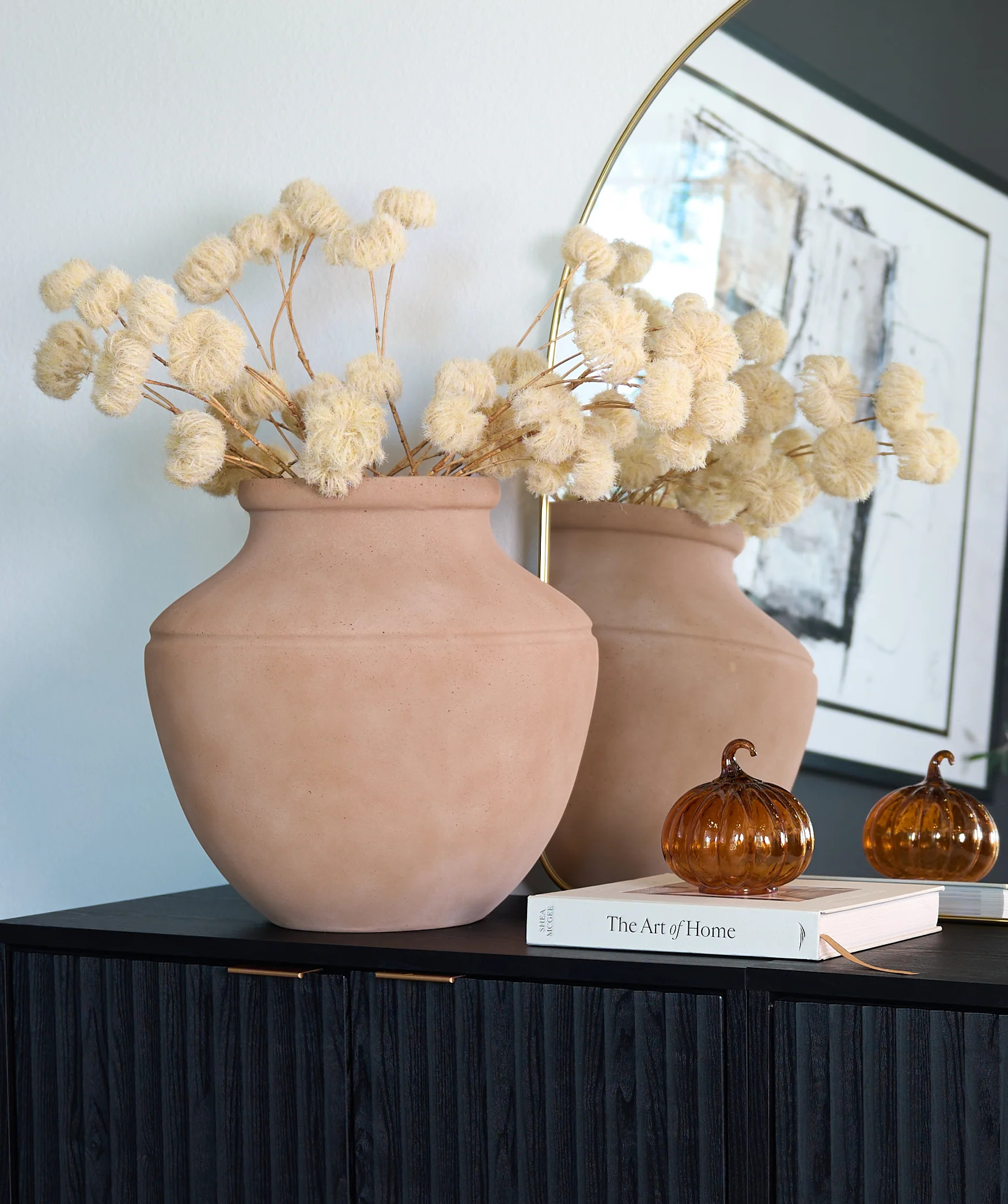 Axel Oversized Clay-Style Vase | Round Decorative Vessel | MJHome