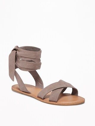 Sueded Ankle-Tie Sandals for Women | Old Navy US