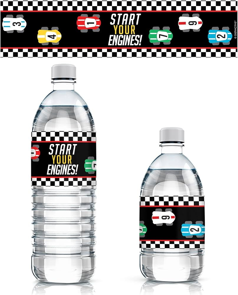 Race Car Party Water Bottle Labels - 24 Stickers | Amazon (US)