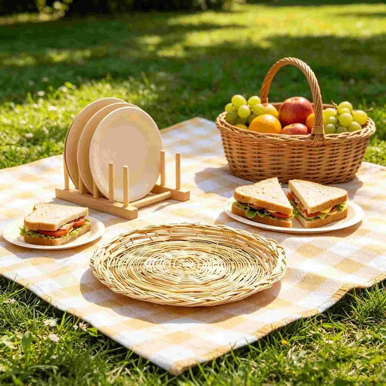 6 Pcs Wicker Paper Plate Holders, MODANU 9.84 inch Paper Plate Holders Wicker Heavy Duty, Wicker ... | Walmart (US)