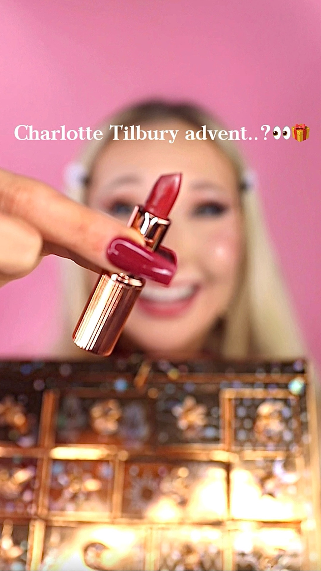 Unboxing $220 calendar..😅⭐️ 

Did not think the @charlottetilbury advent calendar could get any better from last year but somehow it did OMG!!😭From the amount of full size products to it being a literal jewelry box shape that you can reuse, I fear this is 100% WORTH ITTTT! 👏💋 (& what I’d be asking for for Christmas!!👀)

WHAT DO WE THINK OF THIS?😍

PRODUCTS——
•#charlottetilbury Beauty Treasure Chest Advent Calendar / Full sizes: pillow talk lip liner ‘medium’, collagen lip bath gloss, exagger-eyes mascara, kohl eyeliner, & beauty light wand highlighter wand ‘pillow talk’ #charlottetilburyholiday @charlottetilburyskincare @kohls  
_______
#explore #makeup #beauty 
#makeupideas #makeuphacks #newmakeup #affordablemakeup #makeuplover #makeuplook #makeuphaul #makeuptutorial #beautycreator #makeuptrend #explorepage #makeupchallenge #viral 
#viralmakeup #trending #makeupreel holiday skincare collection, new holiday sets, creative holiday gifts, holiday shopping guide, beauty creator, best bodycare products, unique Christmas gifts, makeup advent calendars, Charlotte tilbury beauty advent calendar

#LTKBeauty #LTKStyleTip #LTKGiftGuide