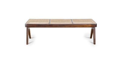 Pierre Jeanneret Rattan Teak Bench | Manhattan Home Design