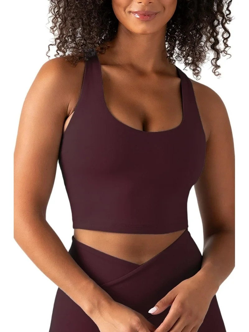 YITTY Active Women's UltraLuxe Built-in Bra Tank Top, Athleisure, 4-Way-Stretch, Burgundy, M | Walmart (US)