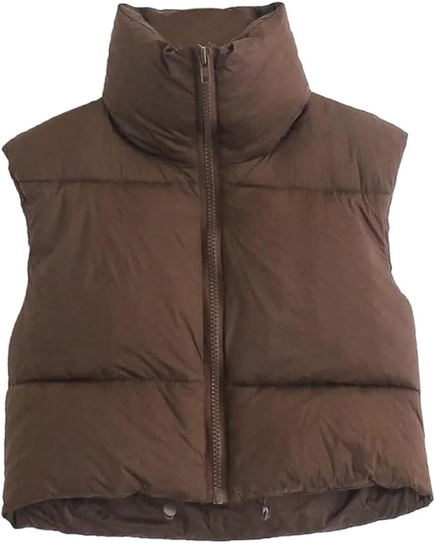 Puffer Vest Women Cropped Sleeveless Warm Lightweight Outerwear Winter Fall Jacket Coats Clothes ... | Amazon (US)