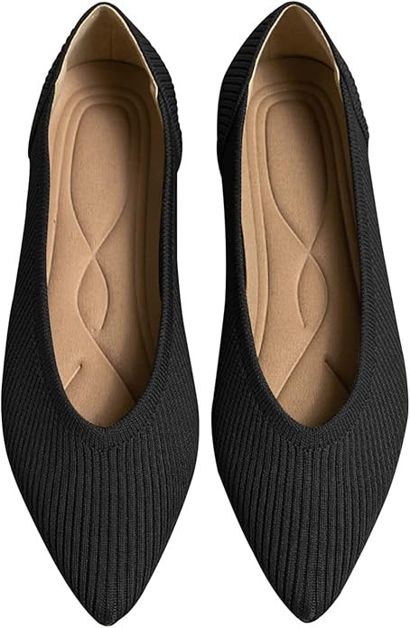 Women's Flats Shoes Pointed Toe Knit Ballet Comfortable Dressy Slip On Flat | Amazon (US)
