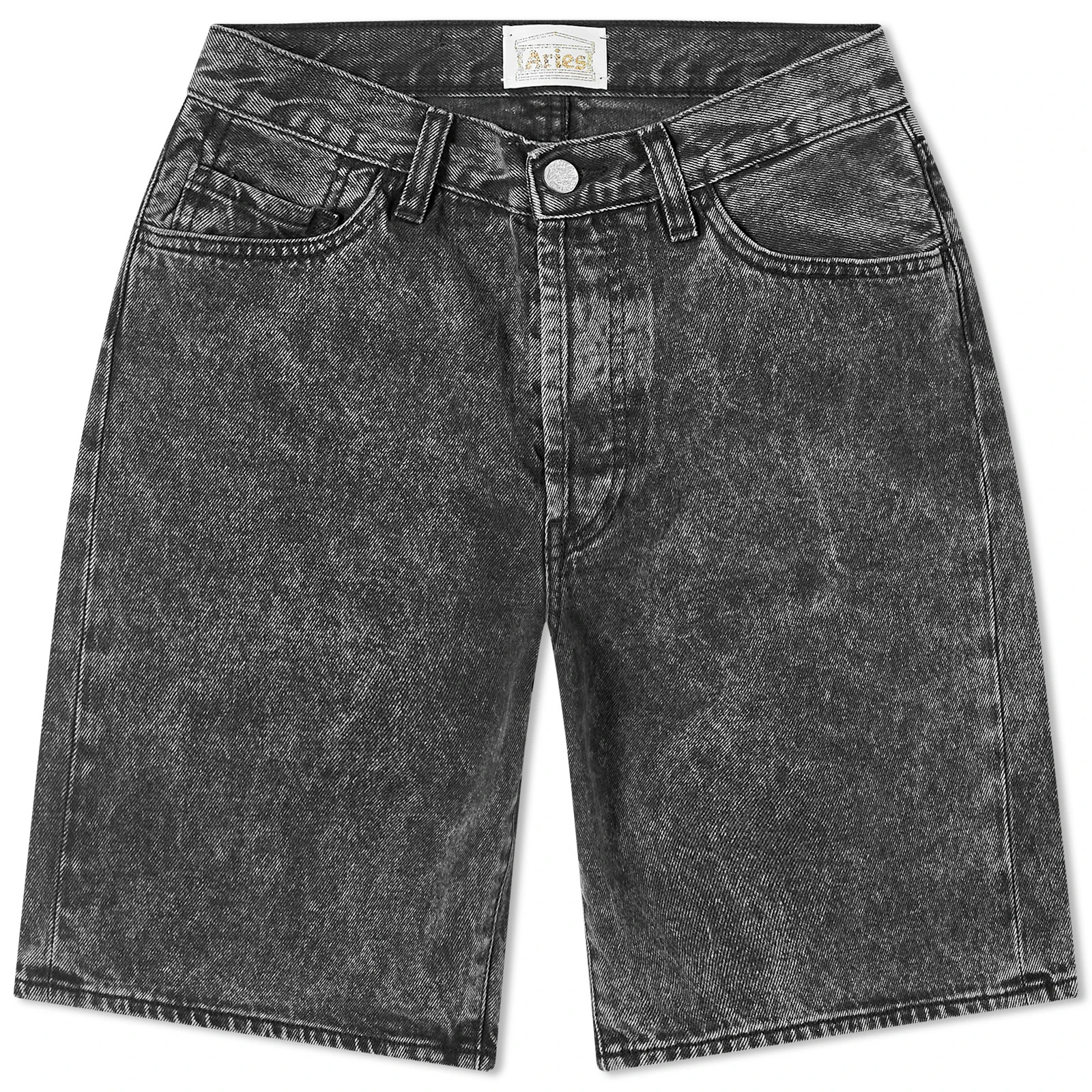 Aries Women's Acid Wash Denim Shorts in Black, Size 28"" | END. Clothing