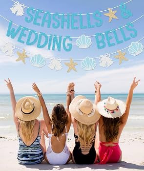 Seashells & Wedding Bells Banner Garland for Beach Bach Last Toast On The Coast Coastal Bachelore... | Amazon (US)
