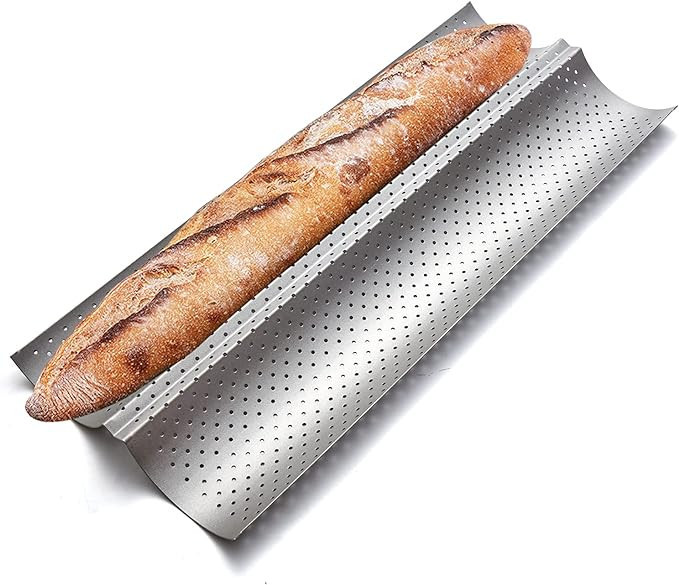 KITESSENSU Nonstick Baguette Pans for French Bread Baking, Perforated 2 Loaves Baguettes Bakery T... | Amazon (US)