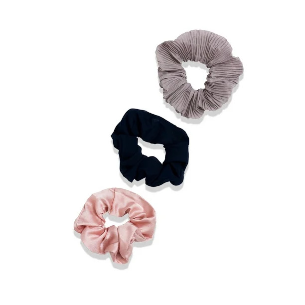 Gimme Fashion Scrunchies, Navy, Pink, Grey, 3ct - Walmart.com | Walmart (US)