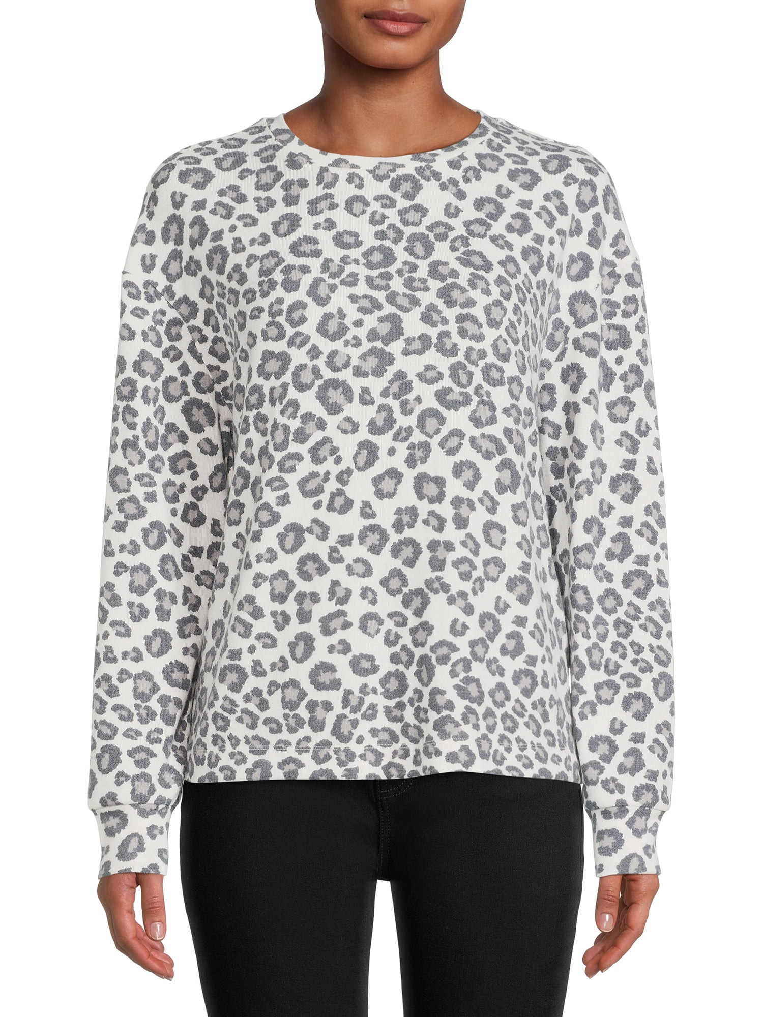 Time and Tru Women's Hacci Crew Neck Pullover | Walmart (US)