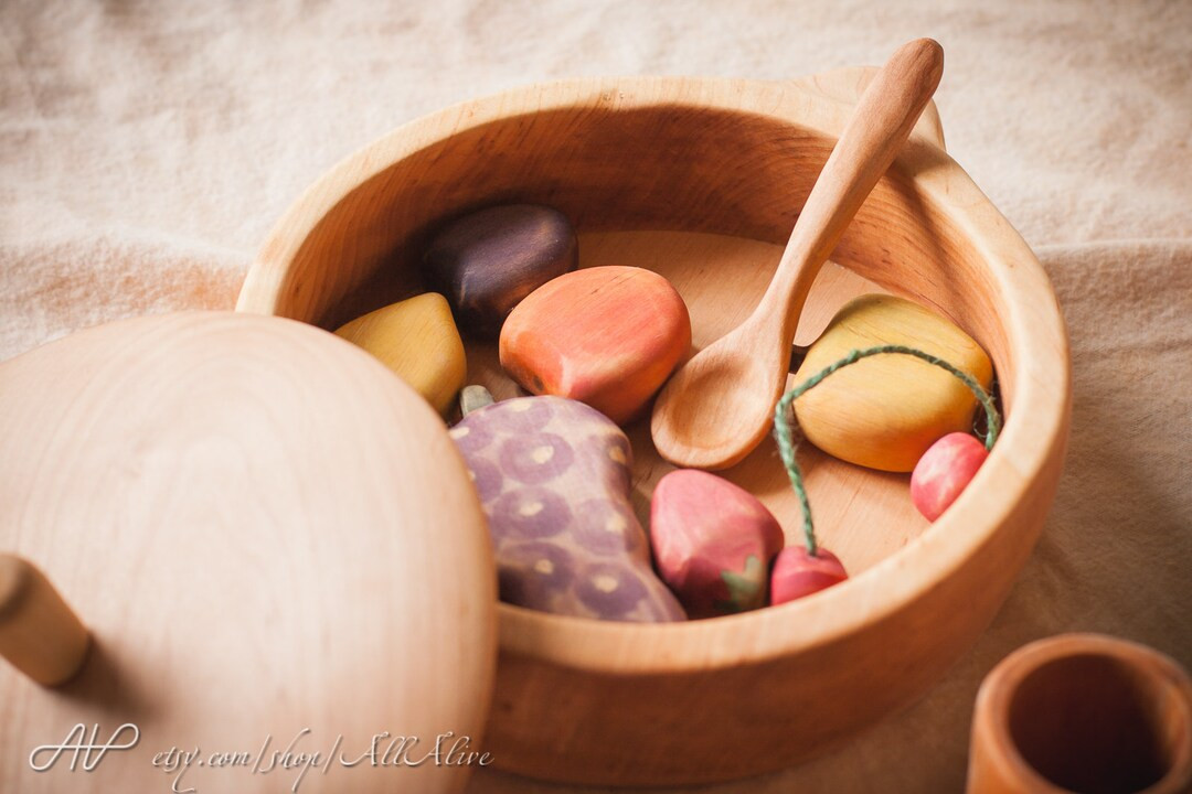 Wooden Toy Big Pot With Lid - Wood Play Food - Children Kitchen Cookware - Toy Cutlery - Waldorf ... | Etsy (US)