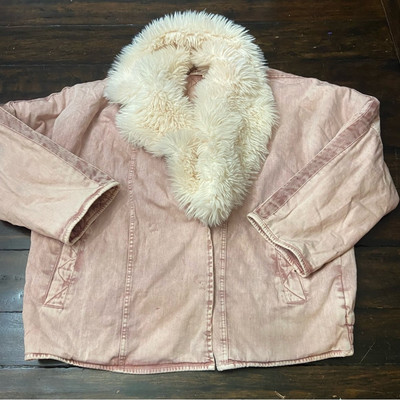 New! Free People lolo pink fur collar denim jacket nbnn | eBay US