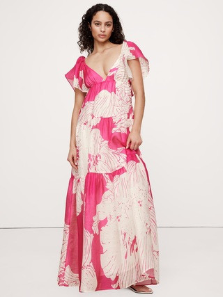 Linen-Silk Tiered Maxi Dress | Banana Republic (US)