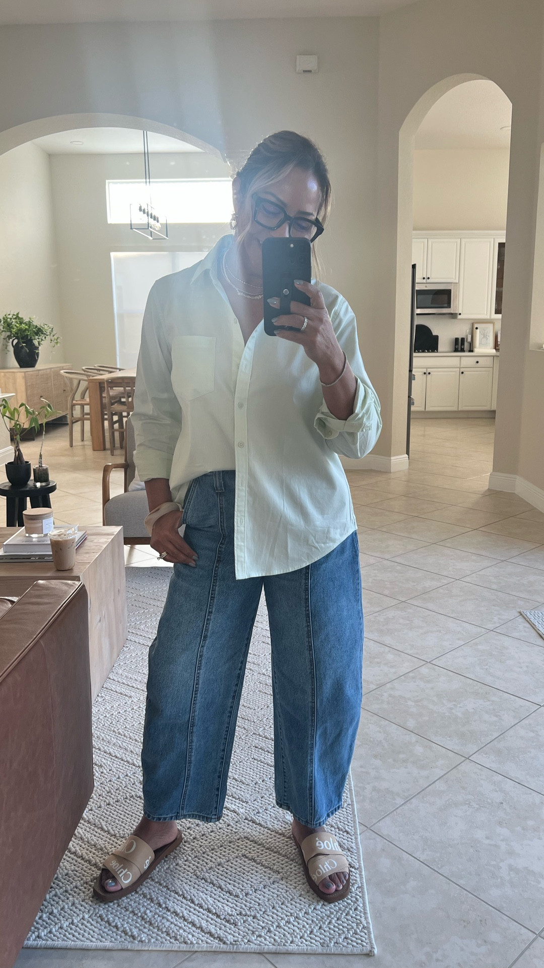 This Old Navy Button down is on sale 65% off at $10 right now. Size up for a more oversized look. I’m wearing a medium and i could have even purchased a Large for a more oversized look. This color is called Succulent ( light green) perfect for  Summerr

#LTKSaleAlert #LTKFindsUnder50 #LTKStyleTip