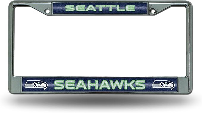 Rico Industries NFL Football Classic 12" x 6" Silver Bling Chrome Car/Truck/SUV Auto Accessory | Amazon (US)