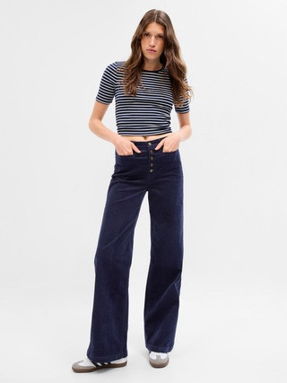 High Rise Corduroy Stride Wide-Leg Pants | Gap (US)
