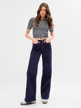 High Rise Corduroy Stride Wide-Leg Pants with Washwell | Gap (US)