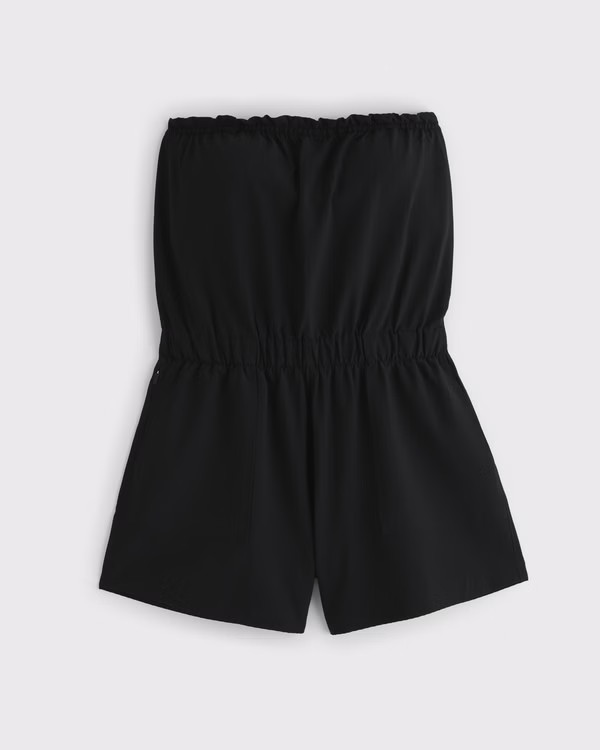 YPB On The Go Seersucker Bandeau Romper | Abercrombie & Fitch (US)