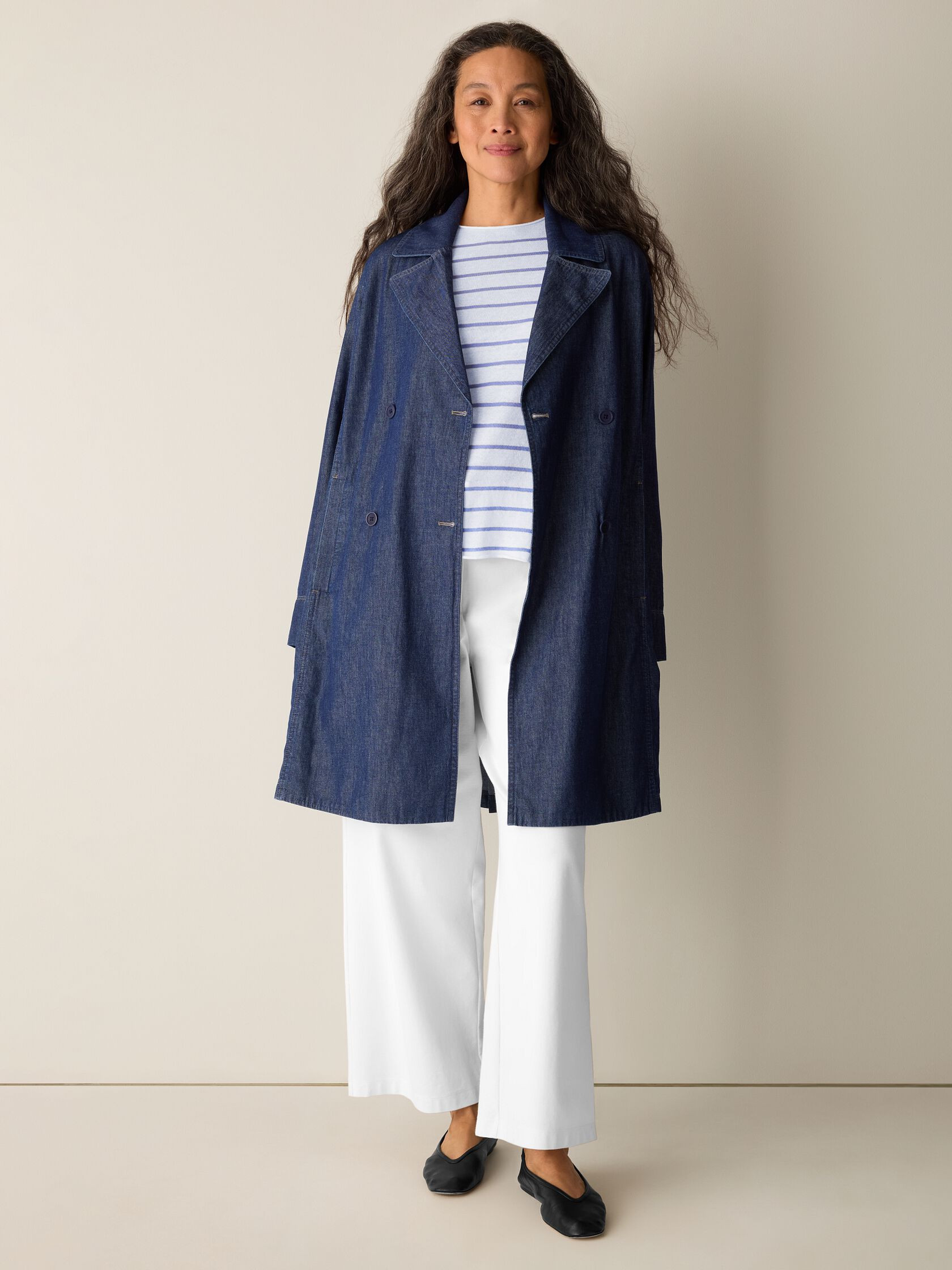 Lightweight Organic Cotton Denim Trench Coat | Eileen Fisher