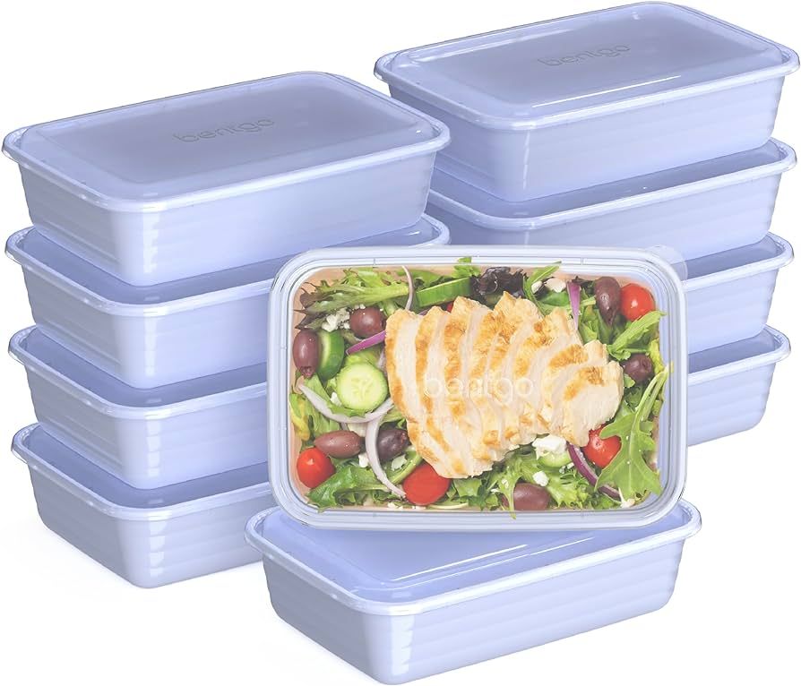 Bentgo® Prep 1-Compartment Containers - 20-Piece Meal Prep Kit: 10 Trays & 10 Lids - Lightweight... | Amazon (US)
