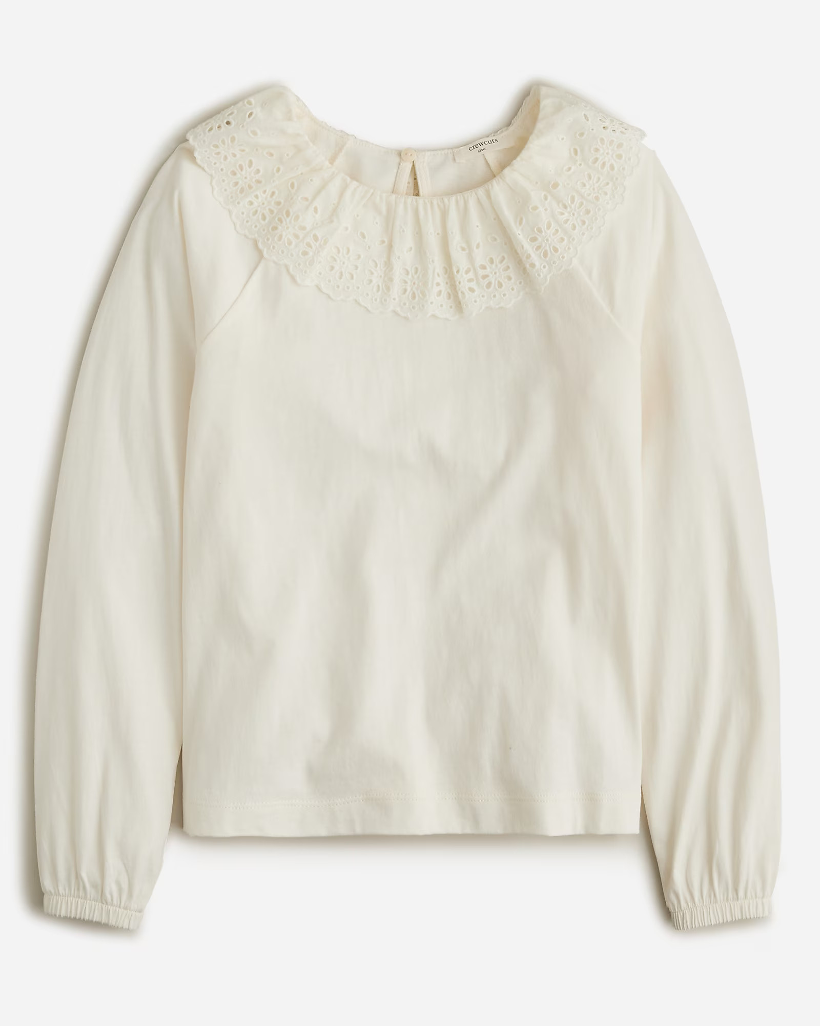 Girls' eyelet-collar top in broken-in-jersey | J. Crew US