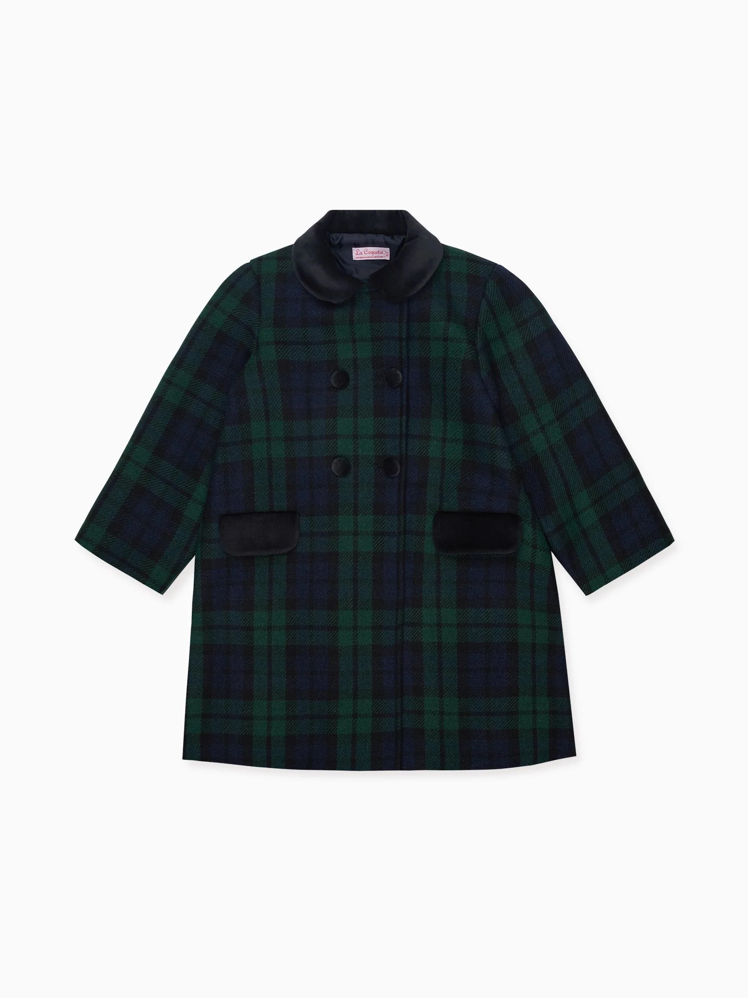 Green Tartan Arrieta Girl Coat | La Coqueta (US)