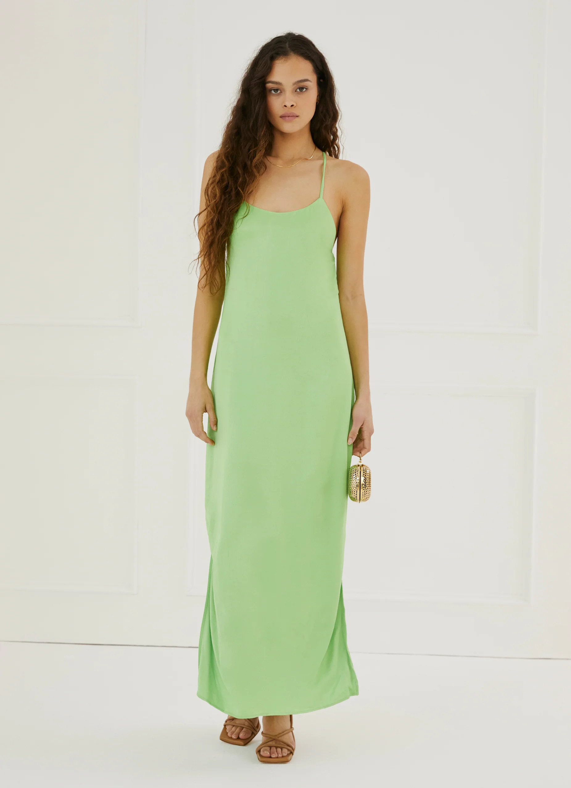 Silky Essential Slip Dress Green | Something Navy | Something Navy