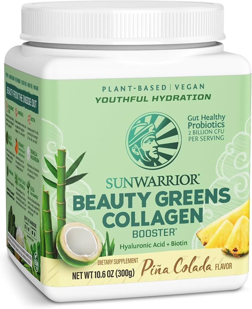 Sunwarrior Vegan Beauty Greens Drink Plant-Based | Hyaluronic Acid Minerals Biotin Probiotics Non-GMO Soy Free Sugar Free Dairy Free Gluten Free | Pina Colada 25 Servings | Amazon (US)