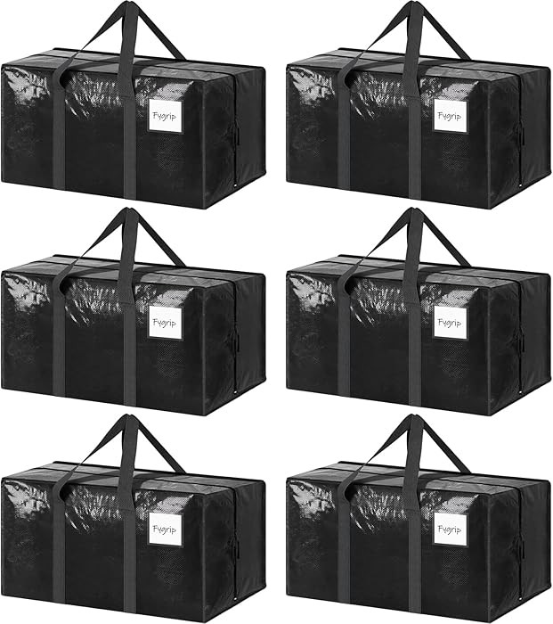 6 Pack Extra Heavy Duty Large Moving Bags with Strong Zipper & Comfortable Handles, Sturdy & Dura... | Amazon (US)