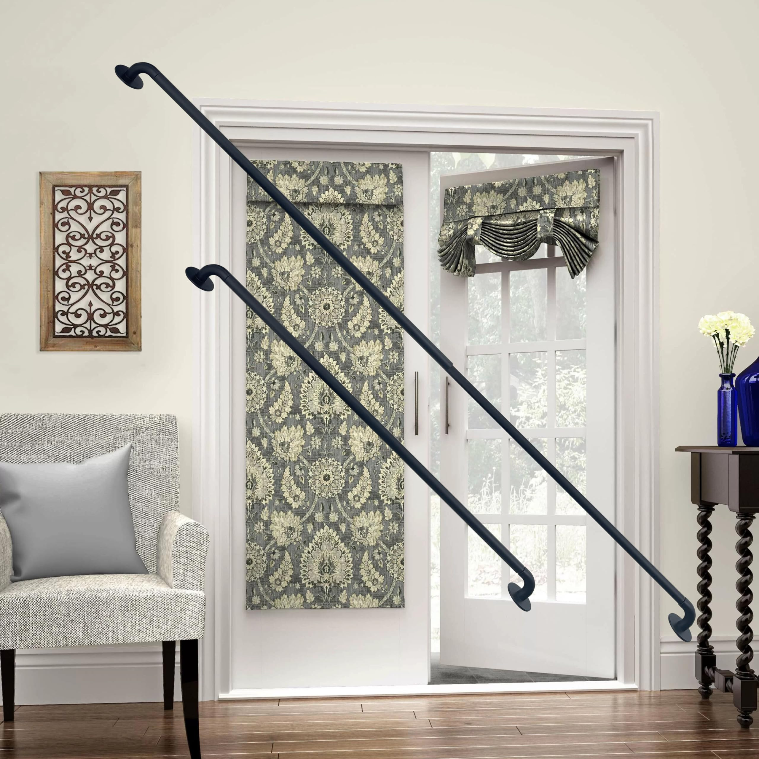 Wrap Around Tier Curtain Rod Set - 2 Pack, Adjustable 16-48 Inch - 3/8 Inch Diameter - Frech Door... | Amazon (US)