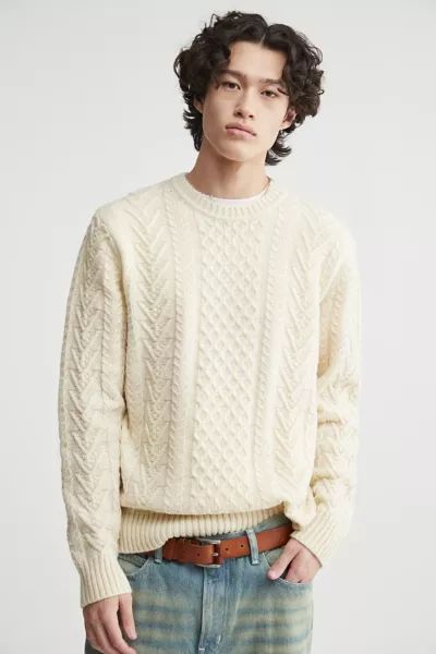 Schott Cable Knit Crew Neck Sweater | Urban Outfitters (US and RoW)