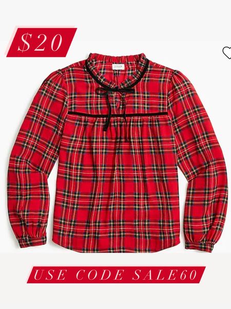 Tartan plaid top on sale for $20 at J.Crew Factory! Perfect closet staple for the holiday season! #Jcrewfactory