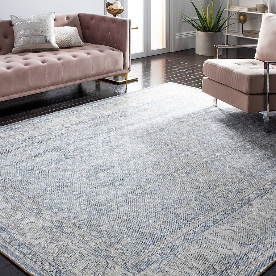 Safavieh Restoration Vintage Collection Area Rug - 8' x 10', Blue & Ivory, Handmade Distressed Wo... | Amazon (US)