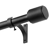 Amazon Basics 1-Inch Wall Curtain Rod with Cap Finials, 72" to 144", Black | Amazon (US)