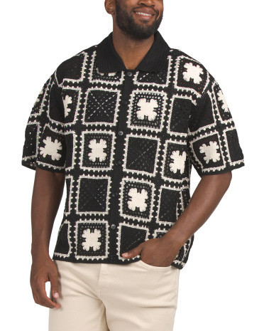 Crochet Button Up Sweater for Men | Acrylic | Marshalls