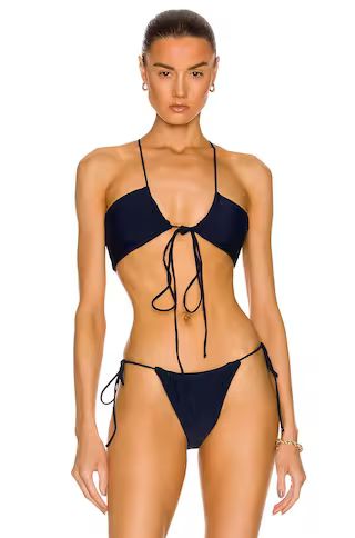 JADE SWIM Livi Bikini Top in Navy | FWRD | FWRD 