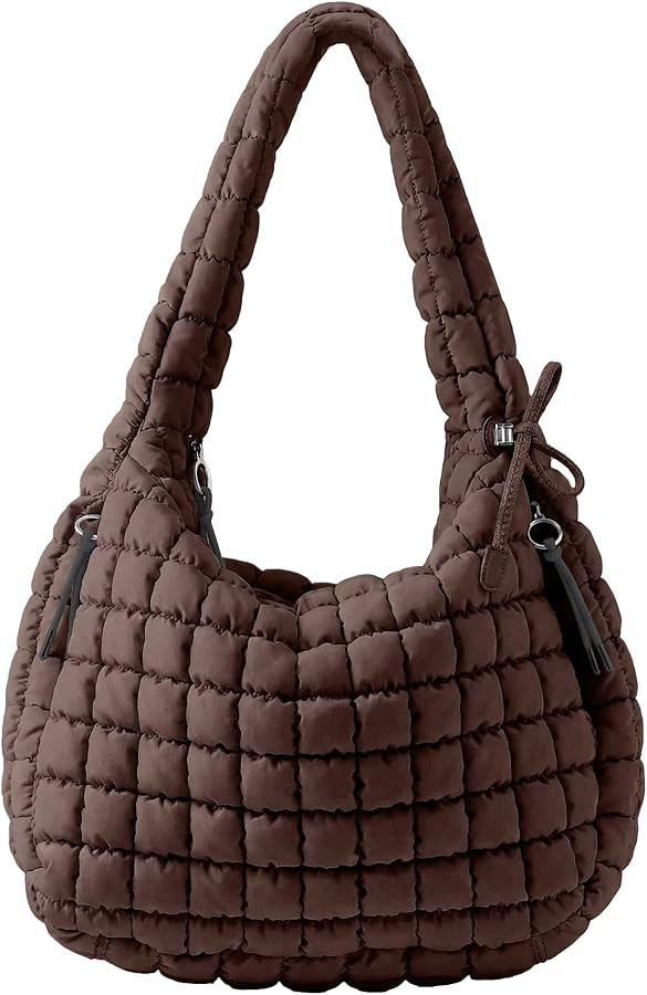 Quilted Tote Bag for Women, Nylon Puffy Hobo Crossbody Shoulder Bag Purse | Amazon (US)