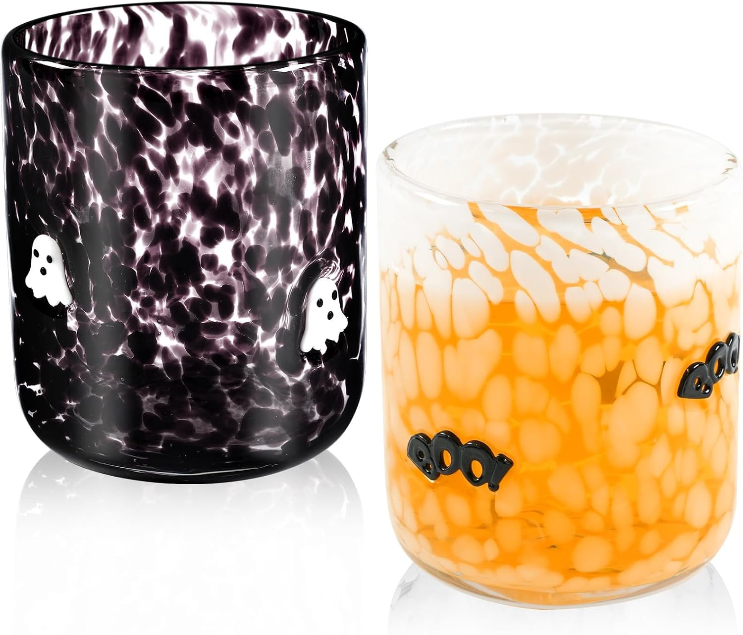 2 Pcs Halloween Icon Glasses 16oz Ghost Boo Cute Glass Juice Cups | Amazon (US)