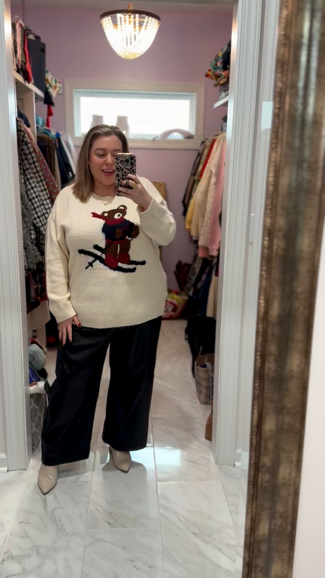 Okayyyy, one of the cutest holiday looks I’ve put together! This cozy sweater and my faux leather pants are from Target! Linking the look up for you 🫶🏼

#LTKootd #LTKHoliday #LTKPlusSize