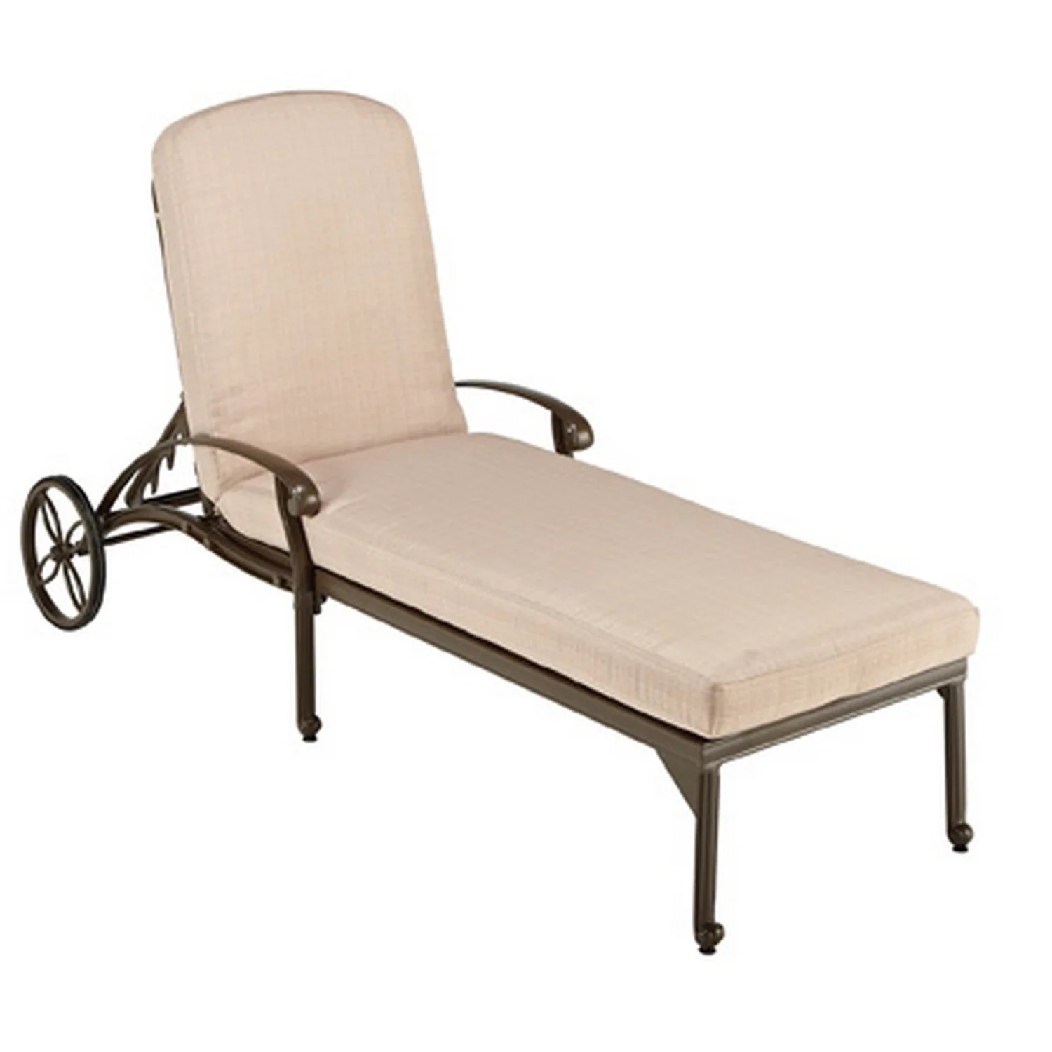 Homestyles Capri Cast Aluminum Outdoor Patio Reclining Chaise Lounge in Taupe | Walmart (US)