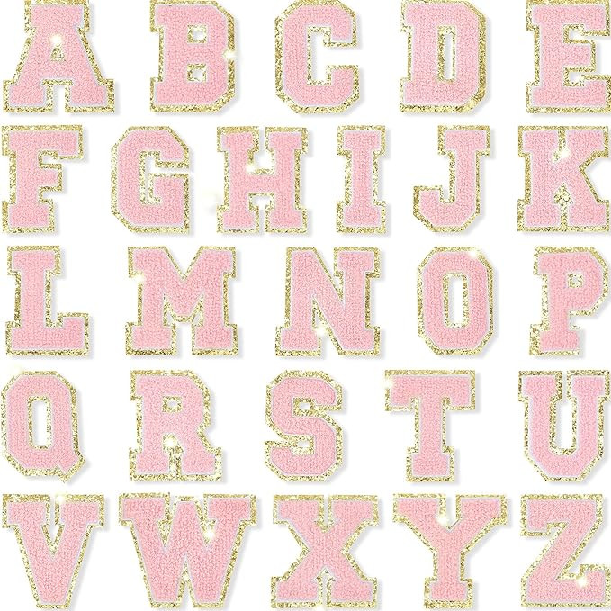 26 Pieces Glitters Patches Iron on Letters Chenille A-Z Patches Decorative Repair Embroidered Pat... | Amazon (US)