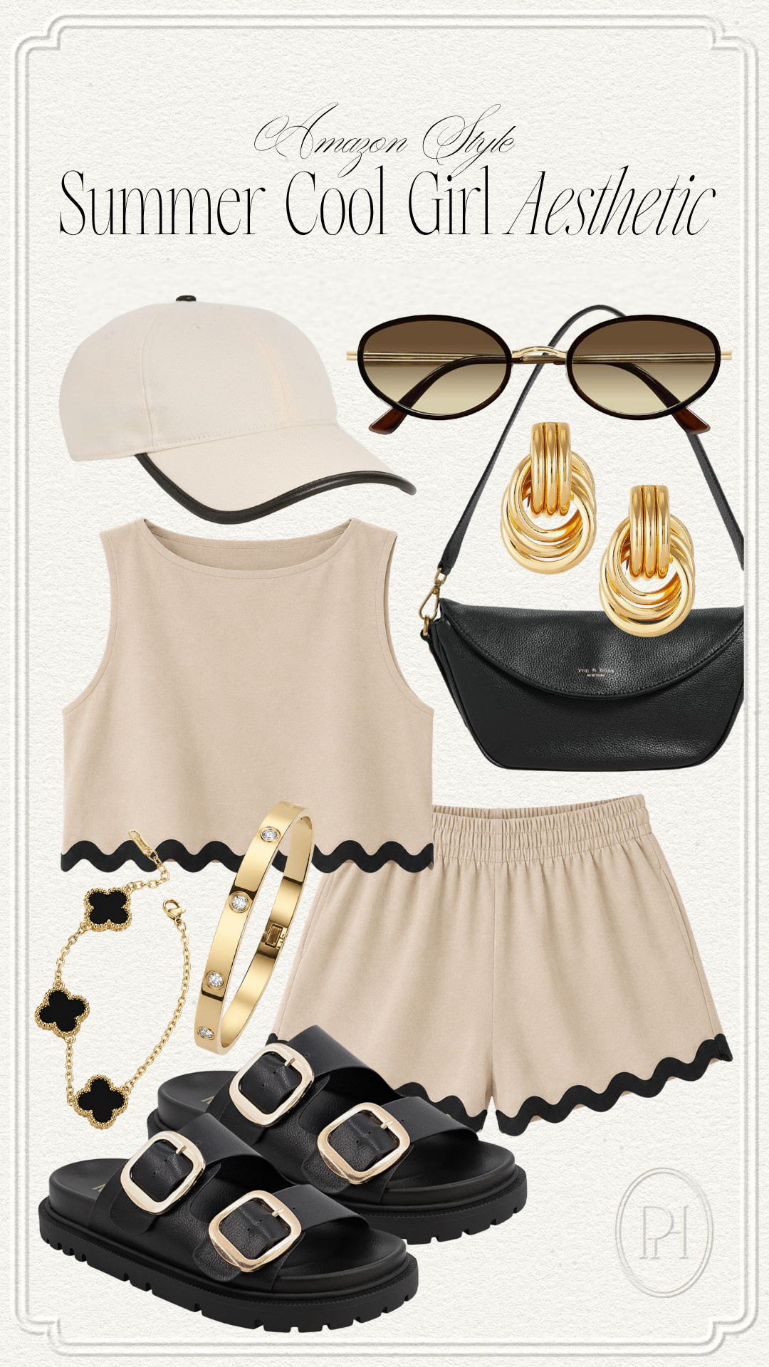 Amazon finds for a cool girl aesthetic for the summer!

neutral fashion, summer fashion, summer style, summer looks, summer outfit, white cap, white baseball cap, matching set, scalloped hem, shorts set, linen set, black sandals, slides, summer shoes, summer sandals, summer footwear, sunglasses, gold earrings, gold bangle bracelet, black clove bracelet, black handbag 

 #LTKgrwm #LTKootd #LTKSeasonal