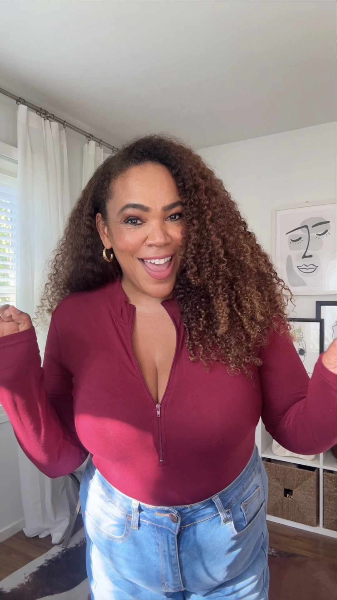 Bodysuit and jeans type of vibe - make it zip up 🤐! Wearing an xl in the bodysuit and 14 in the jeans

#LTKOver40 #LTKMidsize #LTKootd