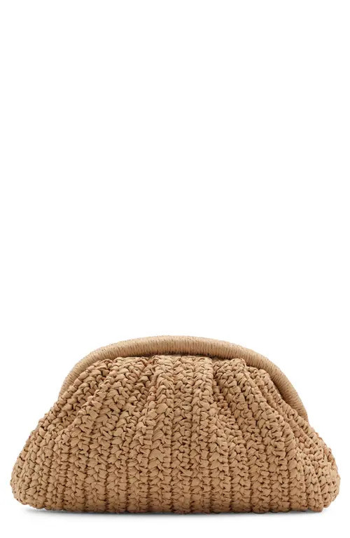 MANGO Natural Fiber Clutch Bag with Removable Chain Strap in Beige at Nordstrom | Nordstrom