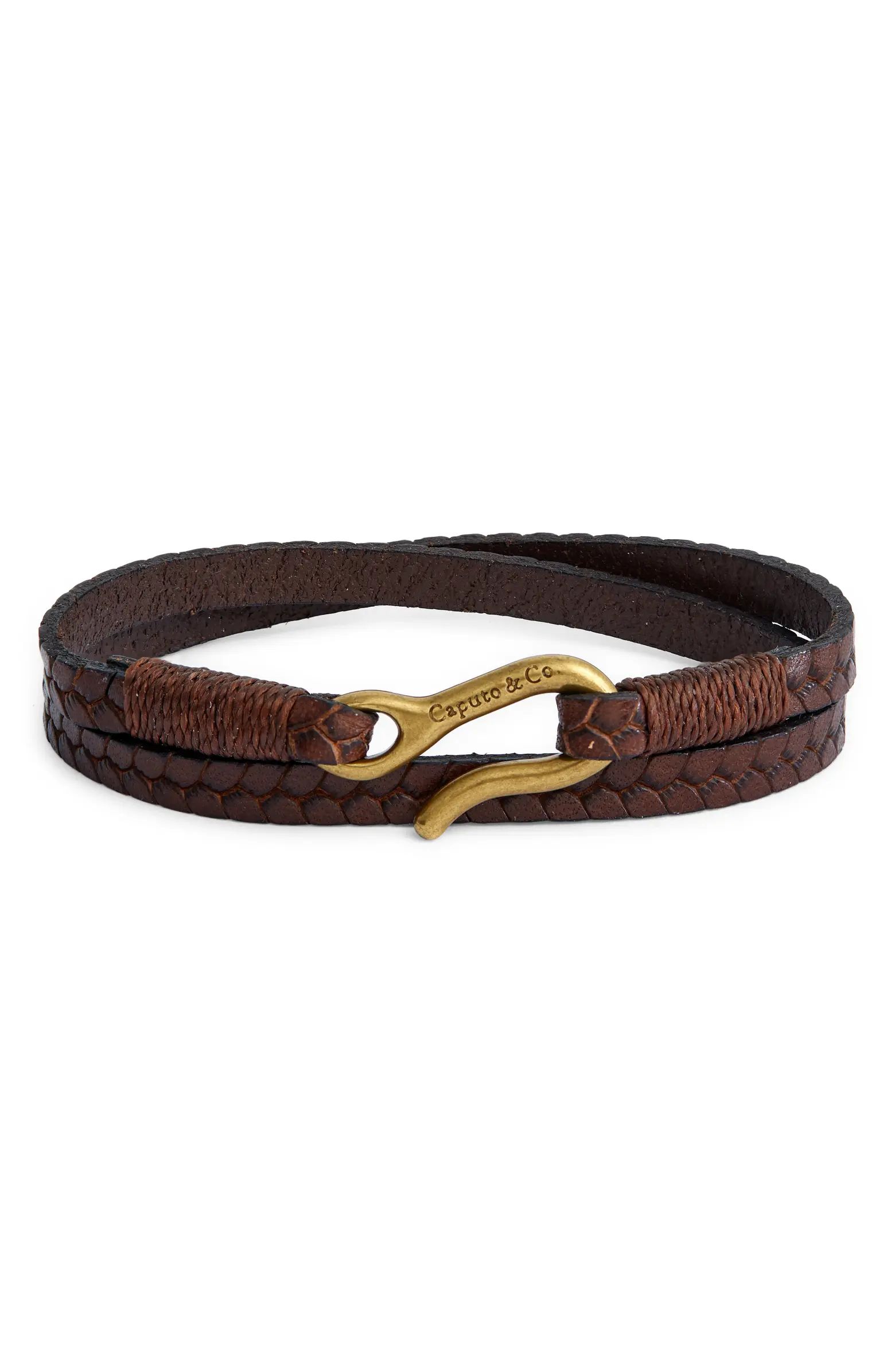 Caputo & Co. Men's Embossed Leather Wrap Bracelet | Nordstrom | Nordstrom
