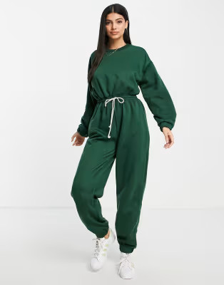 ASOS DESIGN ultimate oversized sweatpants jumpsuit in forest green | ASOS (Global)