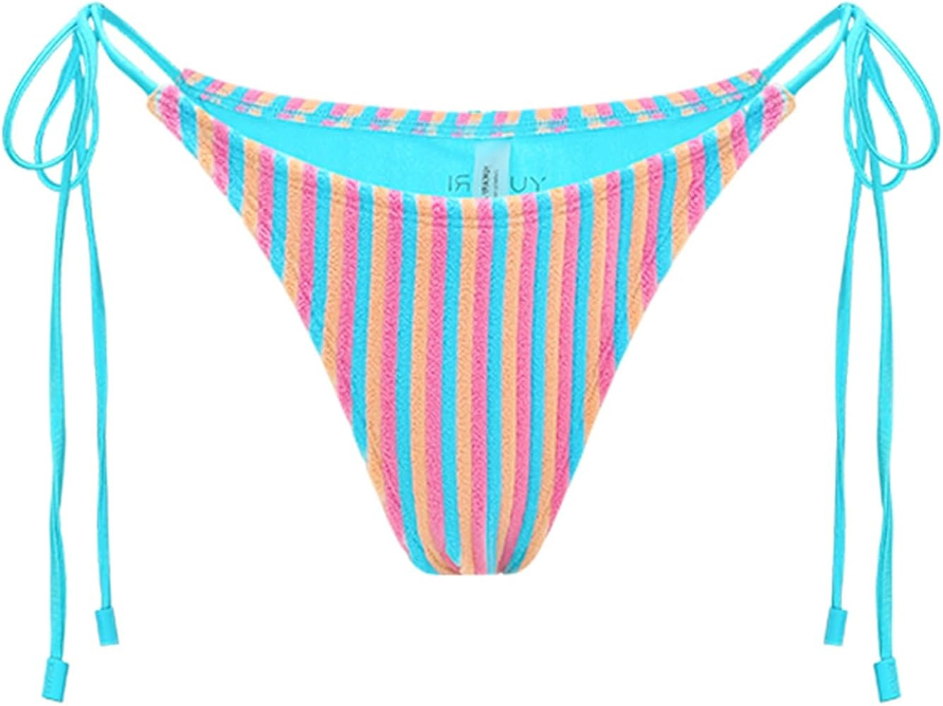 Women's String Bikini Bottoms Sexy Tie Side Swimwear Low Rise Cheeky Bathing Suit Brief Only | Amazon (US)